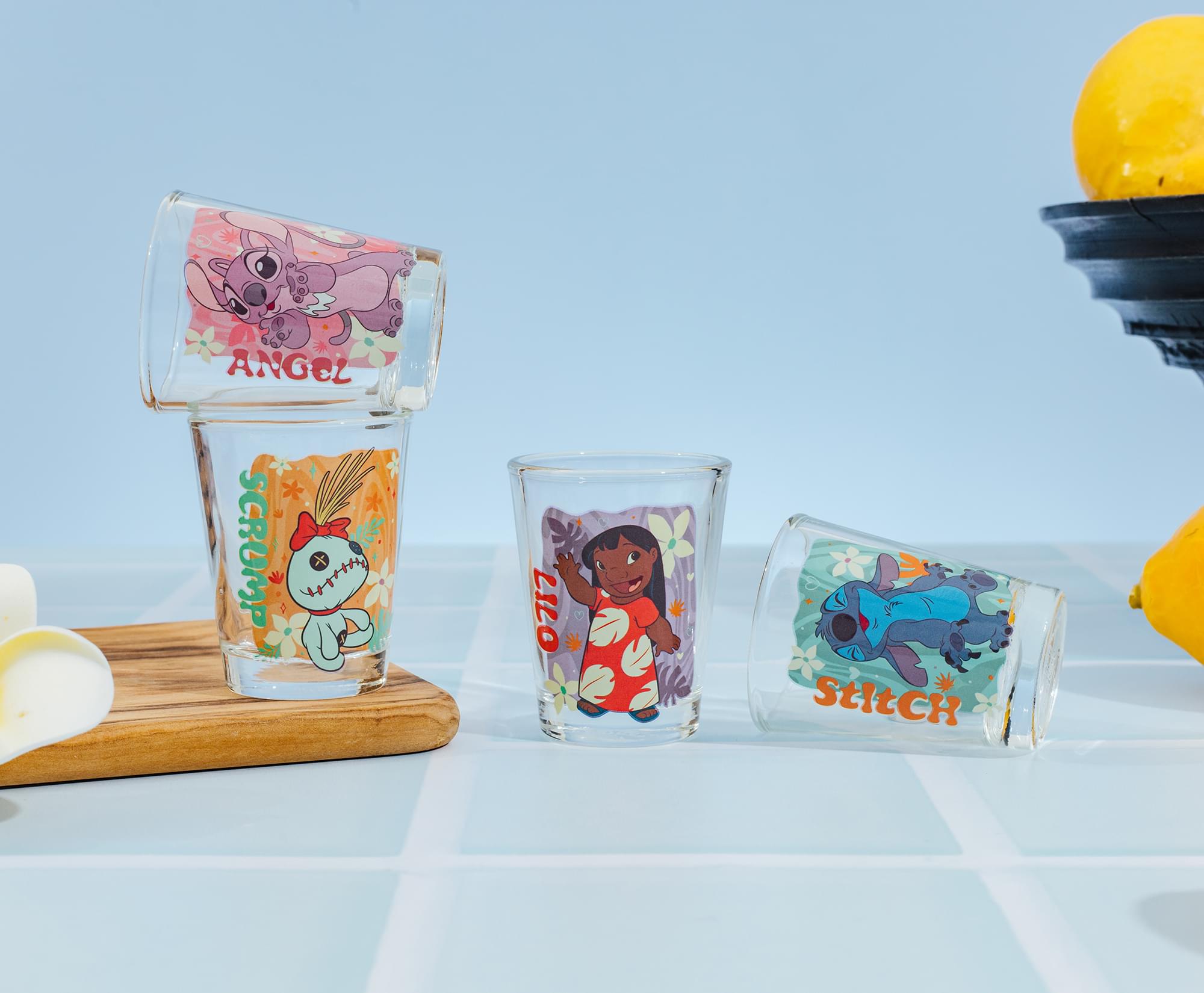 Disney Lilo & Stitch Tropical Characters 2-Ounce Mini Shot Glasses | Set of 4