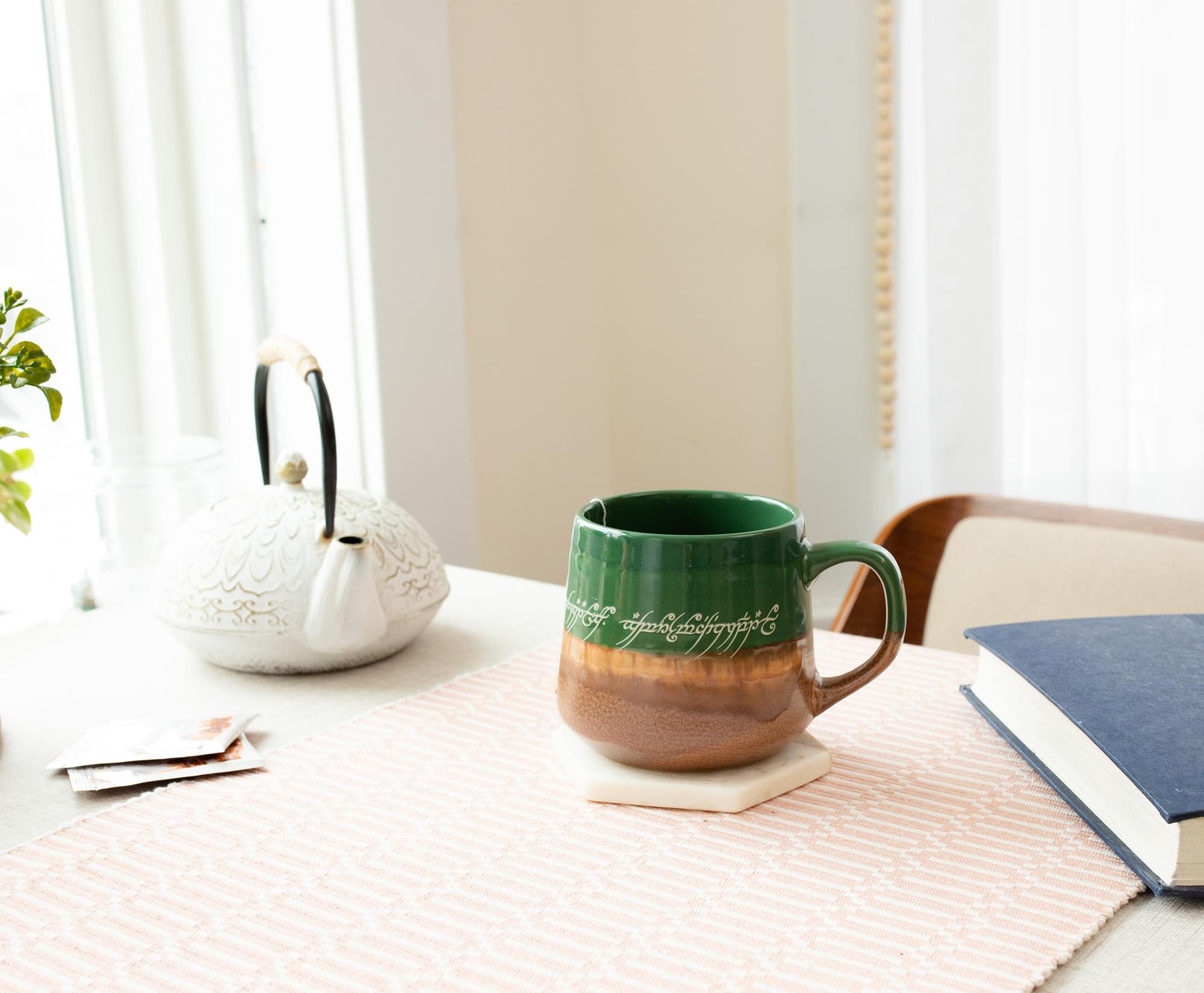 The Lord Of The Rings Elven Text Tapered Ceramic Pottery Mug | Holds 14 Ounces