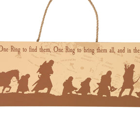 The Lord Of The Rings The Fellowship Framed Wooden Sign | 20 x 5 Inches