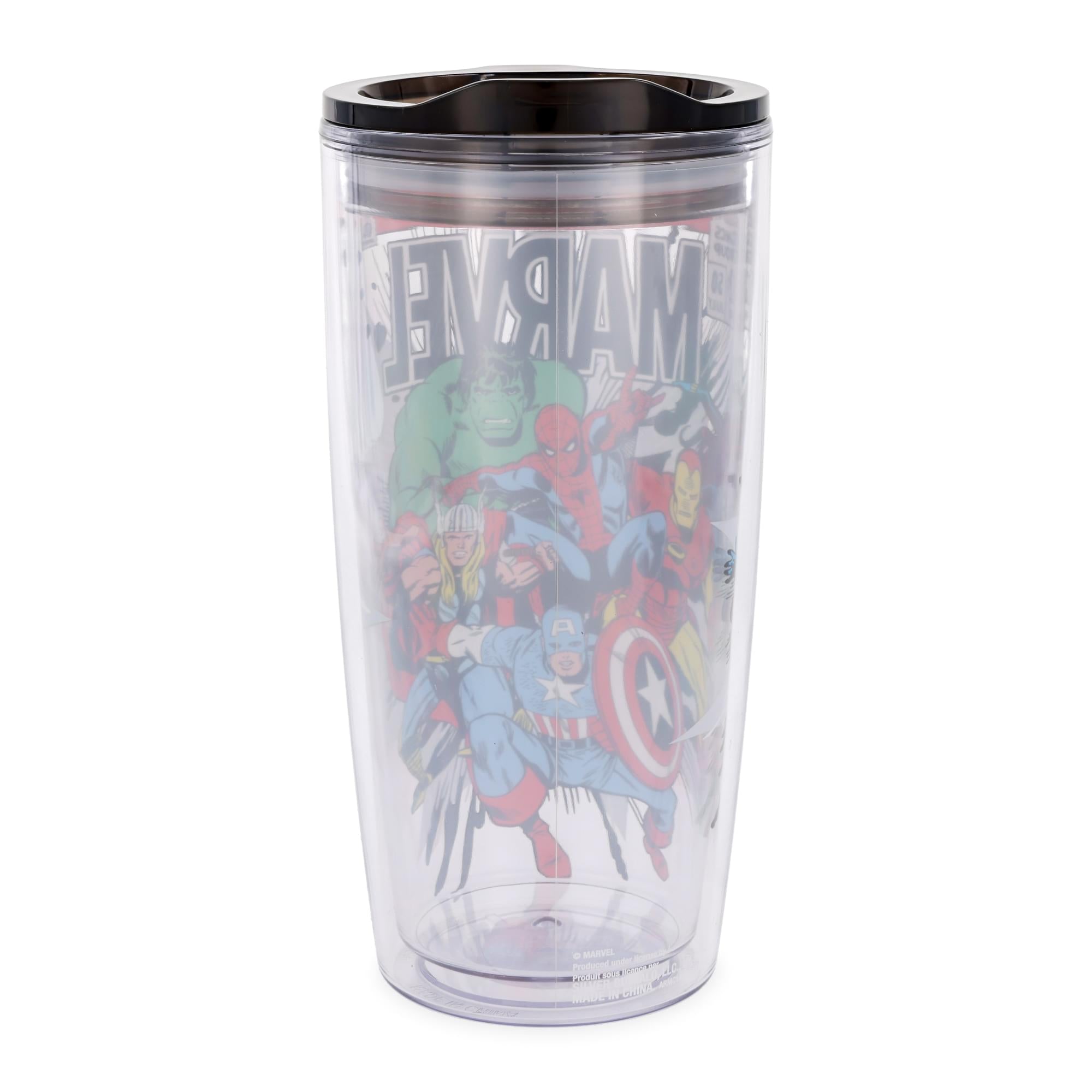 Marvel Comics Retro Plastic Travel Tumbler With Lid | Holds 20 Ounces