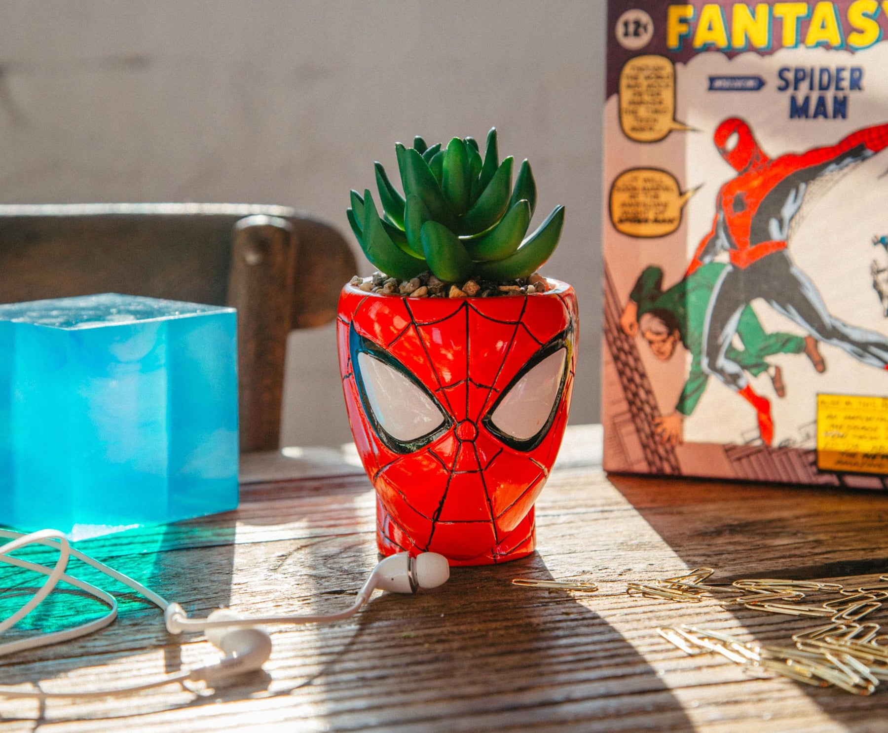 Marvel Comics Spider-Man 3-Inch Ceramic Mini Planter With Artificial Succulent