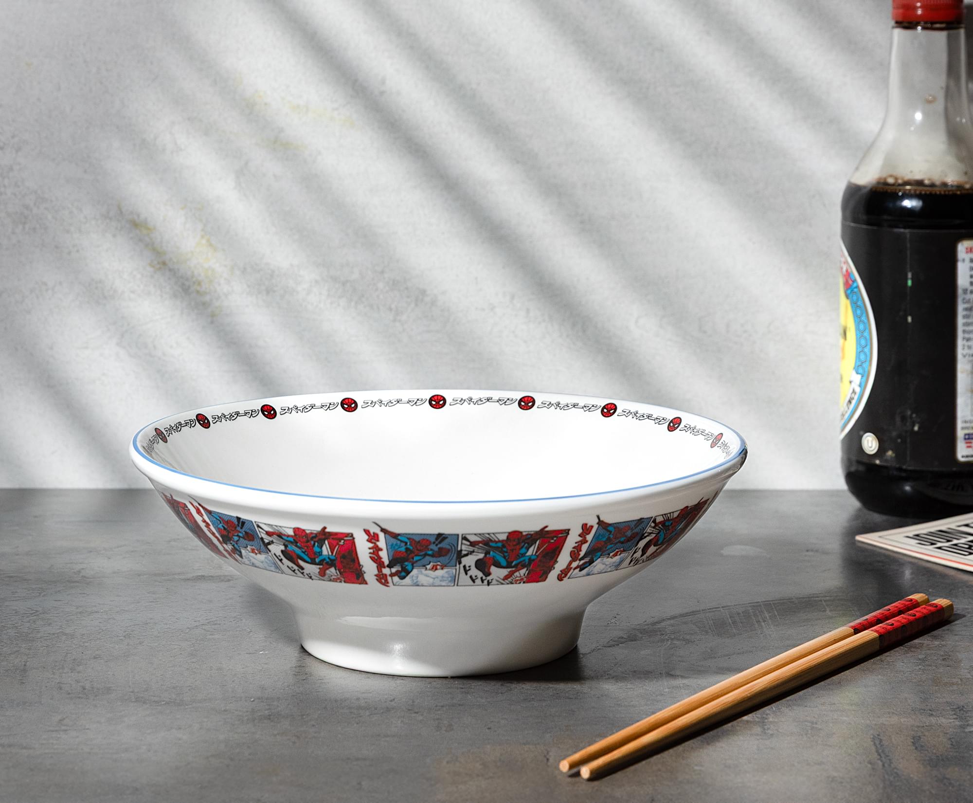 Marvel Spider-Man Manga Panels 30-Ounce Ramen Bowl and Chopstick Set