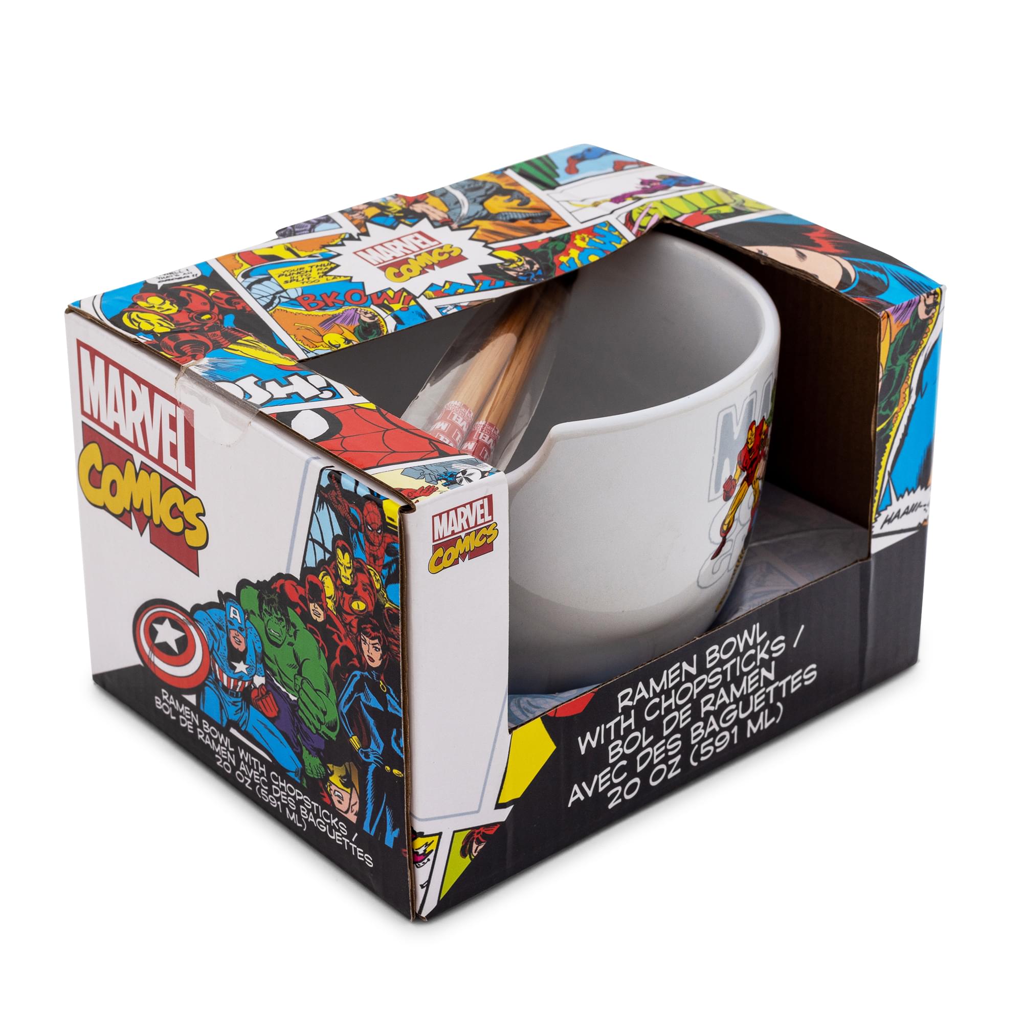 Marvel Comics Classic Characters 20-Ounce Ceramic Ramen Bowl With Chopsticks