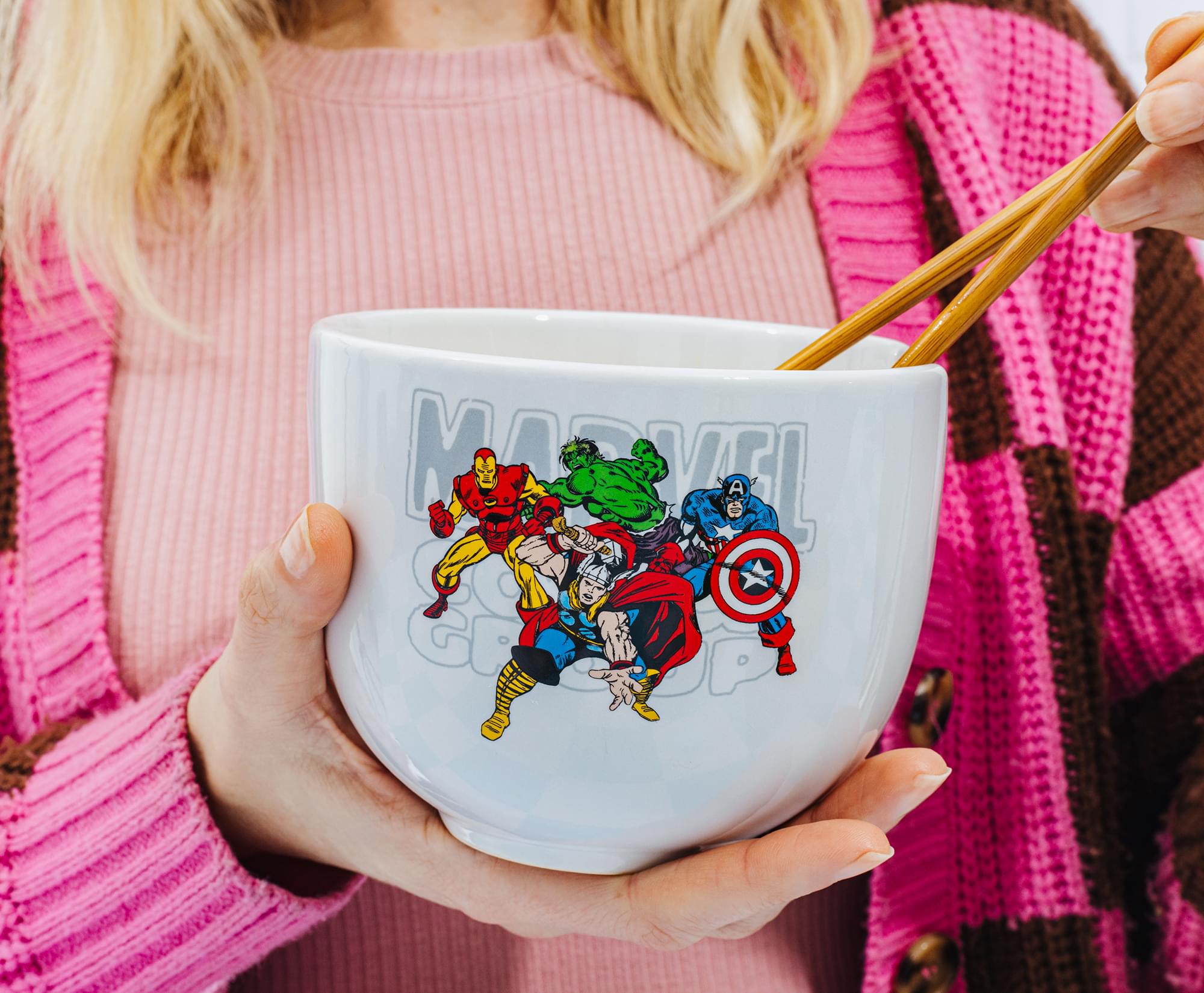 Marvel Comics Classic Characters 20-Ounce Ceramic Ramen Bowl With Chopsticks