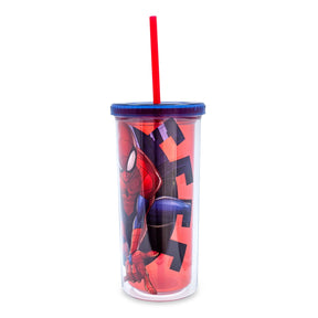 Marvel Comics Spider-Man Carnival Cup With Lid And Straw | Holds 20 Ounces