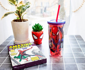Spider-Man Web Slinger Plastic Flip Straw Cold Cup