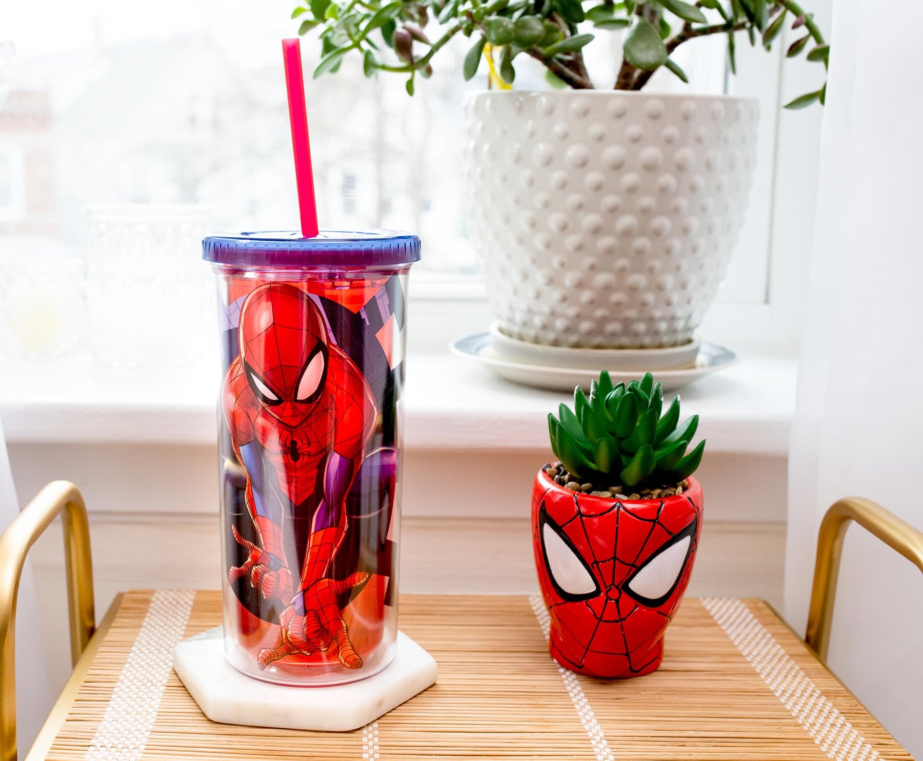 Marvel Comics Spider-Man Carnival Cup With Lid And Straw | Holds 20 Ounces