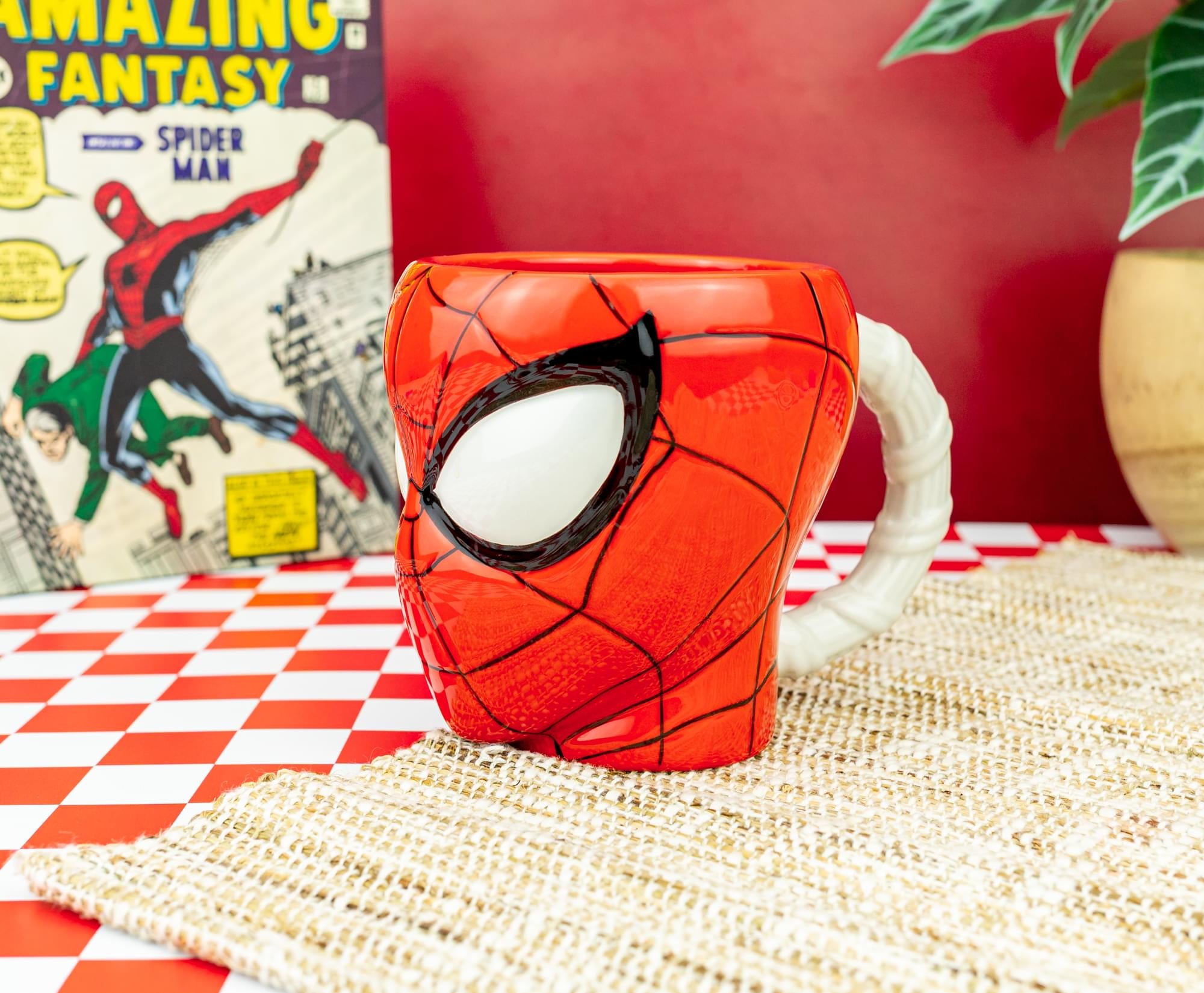 Marvel Spider-Man Head 3D Sculpted Ceramic Mug With Web Handle | Holds 30 Ounces