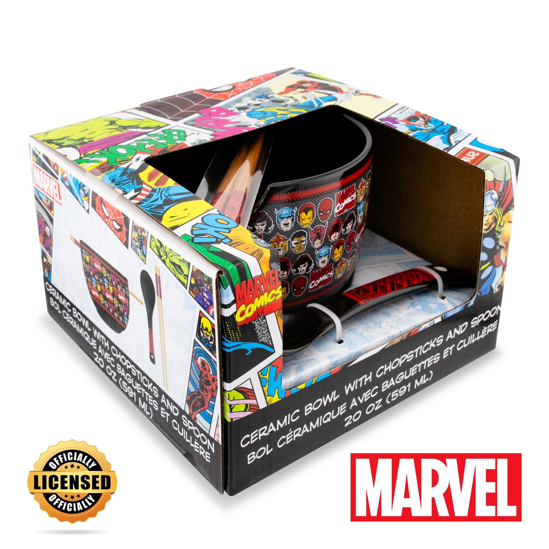 Marvel Comics Superheroes 20-Ounce Ramen Bowl With Chopsticks and Spoon