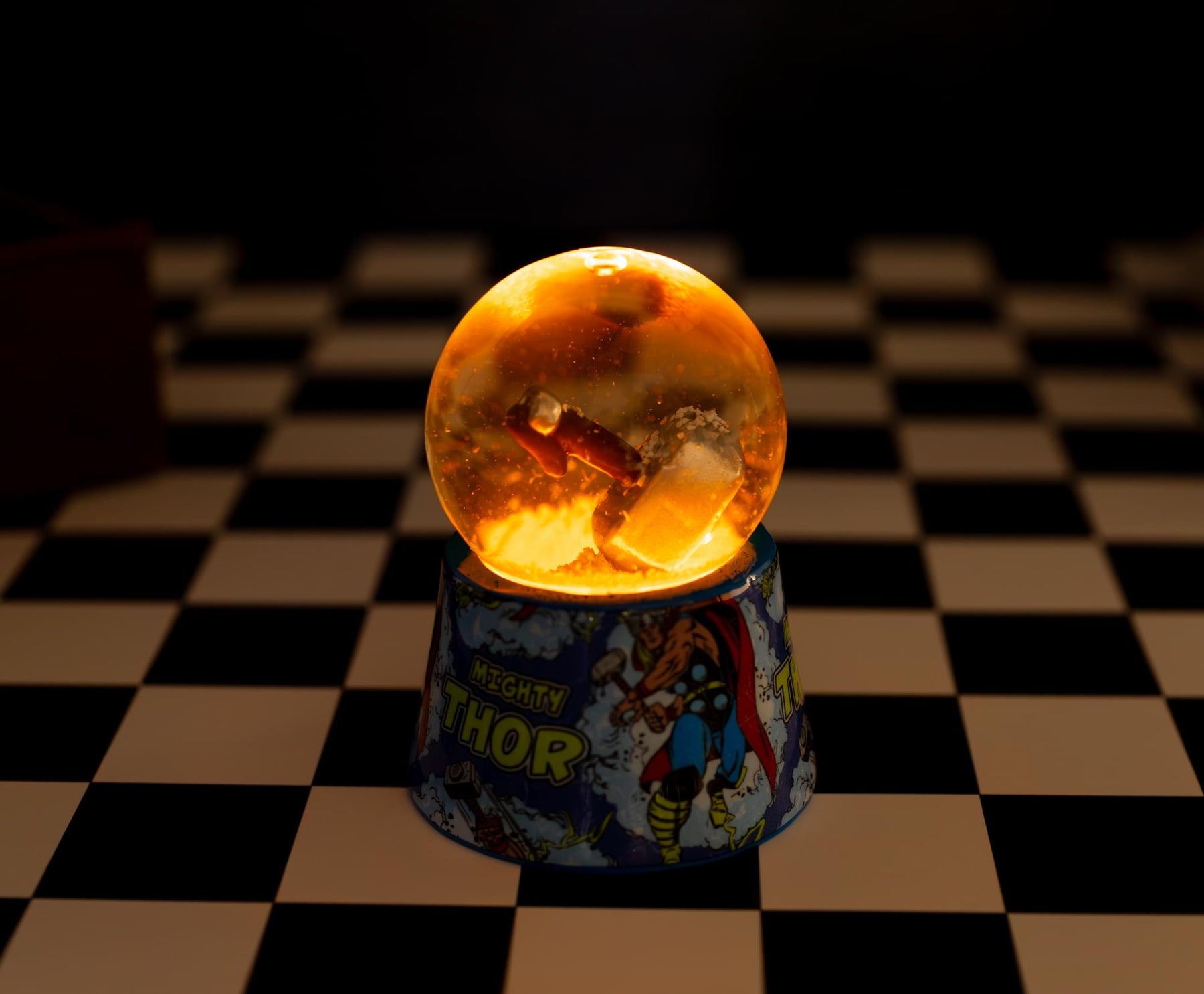 Marvel Thor's Hammer Mjolnir 3-Inch Mini Light-Up Snow Globe
