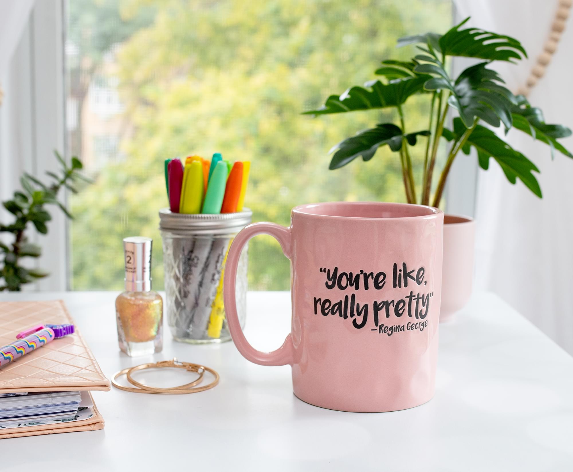 Mean Girls "Really Pretty" Wax Resist Ceramic Pottery Mug | Holds 18 Ounces