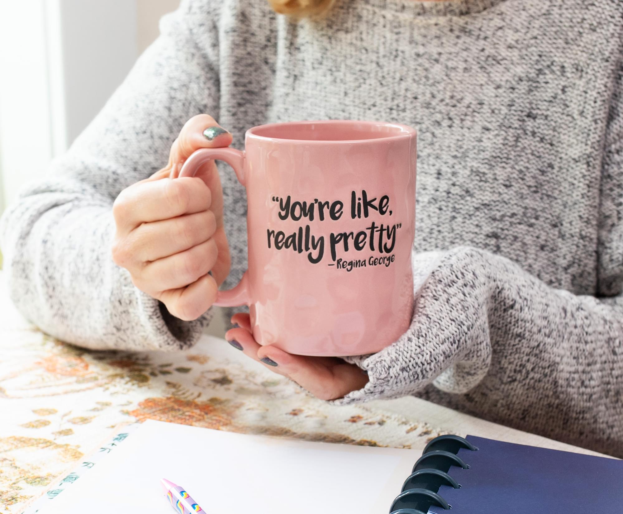 Mean Girls "Really Pretty" Wax Resist Ceramic Pottery Mug | Holds 18 Ounces
