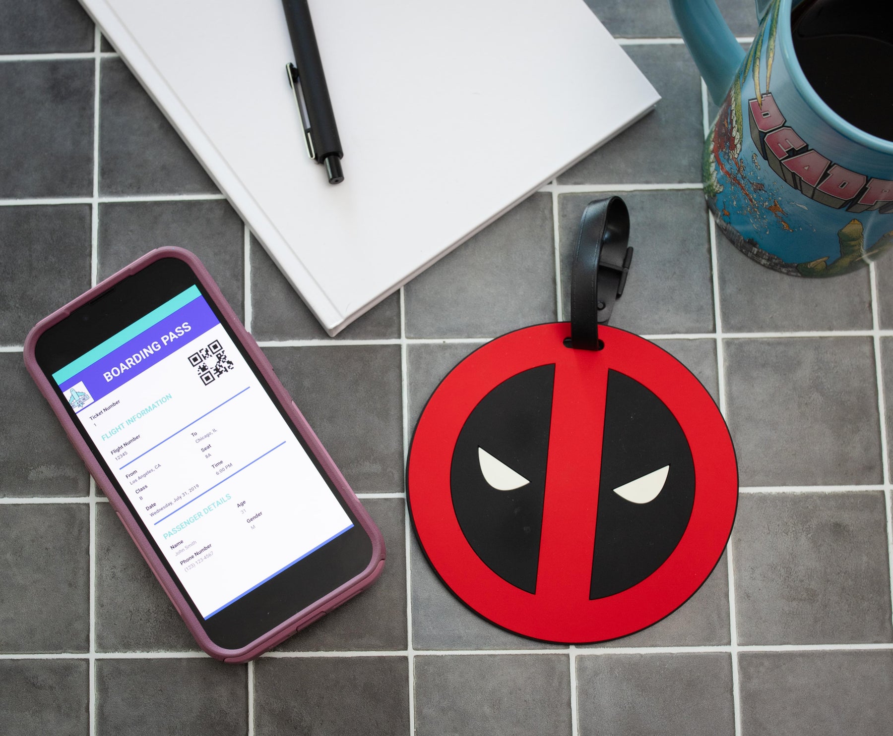 Marvel Comics Deadpool Logo Travel Luggage Tag With Suitcase ID Card Label