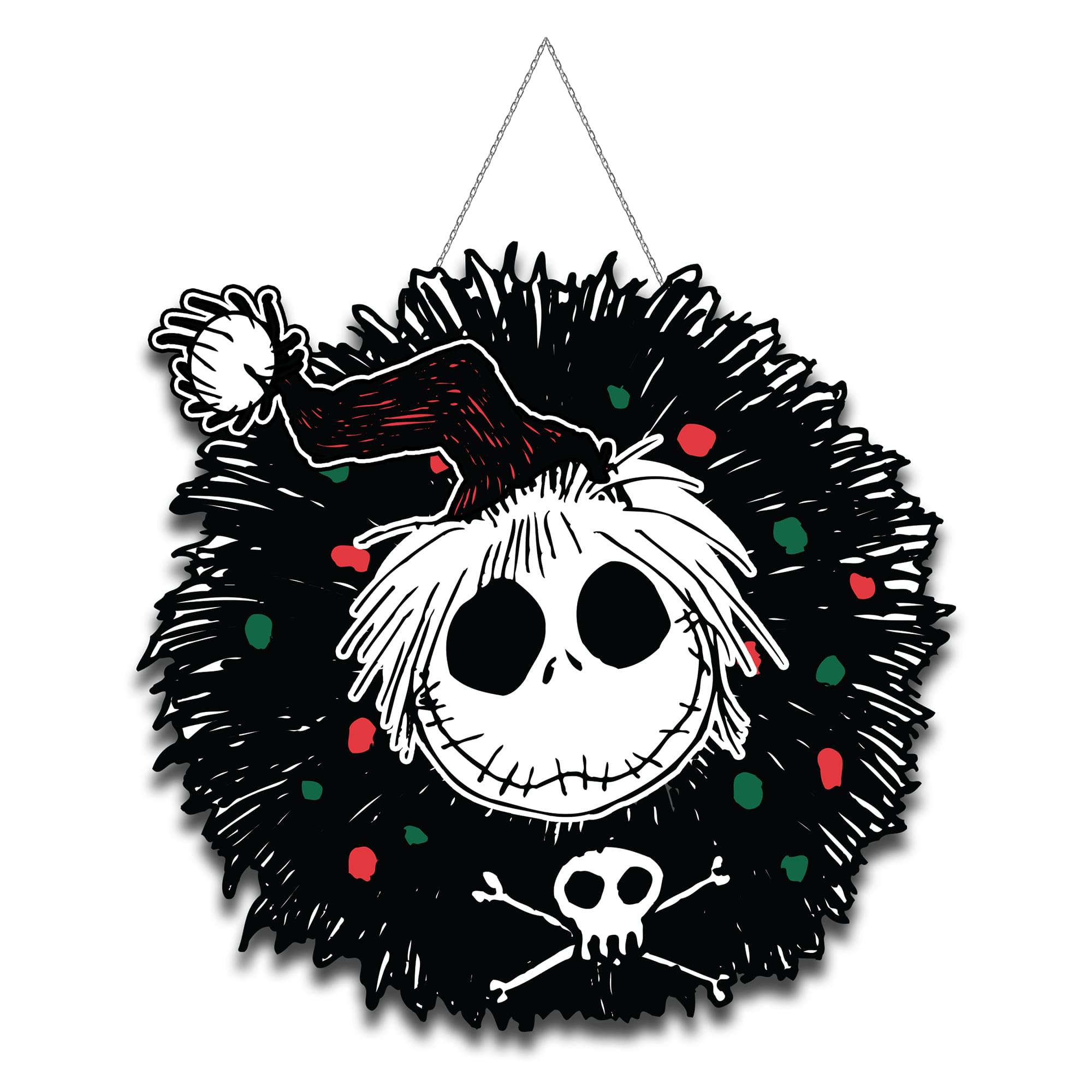 Nightmare Before Christmas Jack Wreath Hanging MDF Wall Art