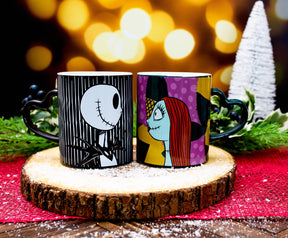 Disney Nightmare Before Christmas Jack and Sally Mug Set | Each Holds 14 Ounces