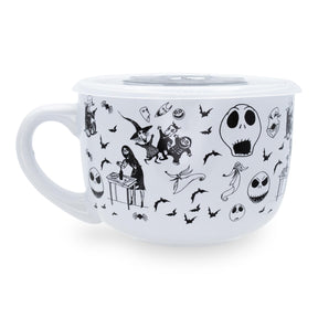 Disney The Nightmare Before Christmas Scary Citizens Ceramic Soup Mug With Lid