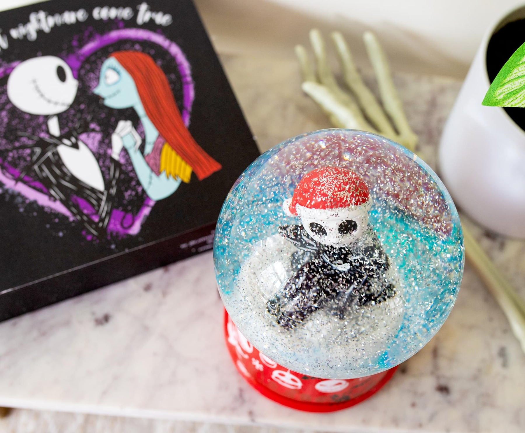 Disney The Nightmare Before Christmas Santa Jack 6-Inch Light-Up Snow Globe