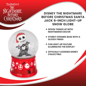 Disney The Nightmare Before Christmas Santa Jack 6-Inch Light-Up Snow Globe