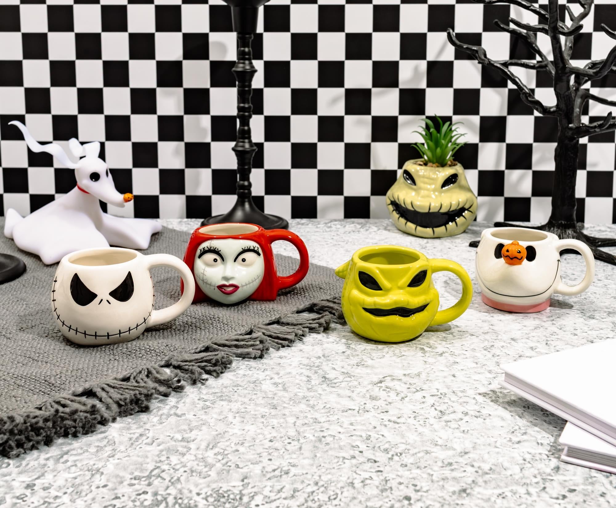 Disney The Nightmare Before Christmas 4-Piece Sculpted Mug Set | Holds 4 Ounces