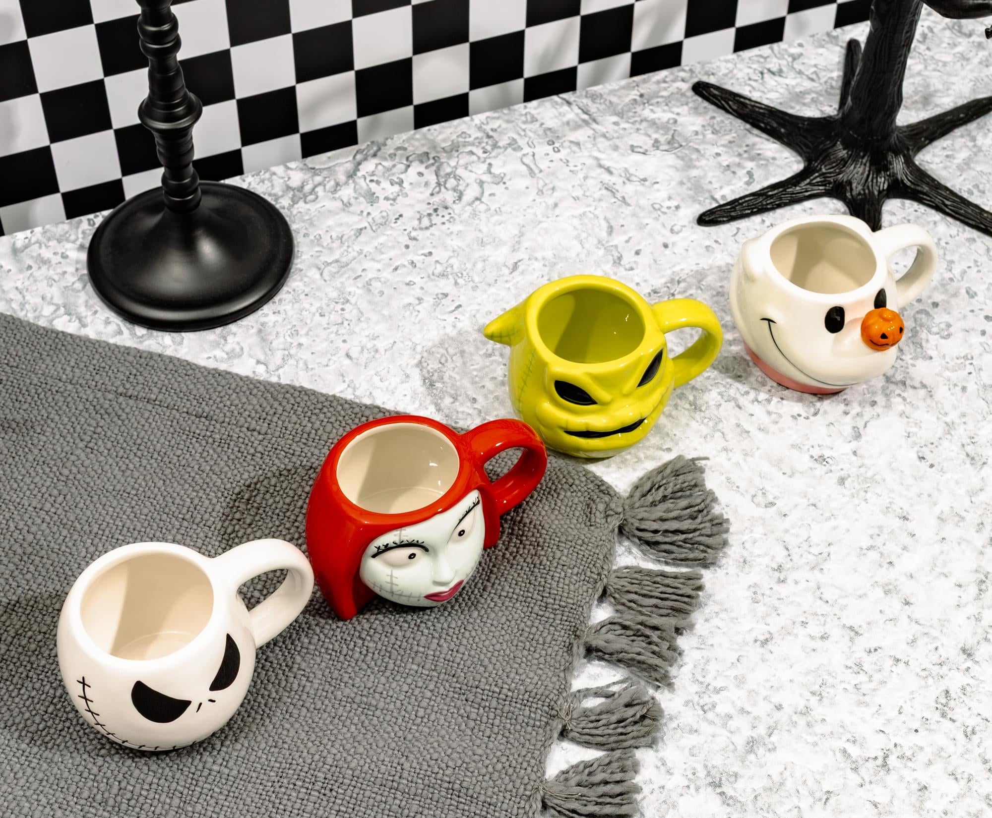 Disney The Nightmare Before Christmas 4-Piece Sculpted Mug Set | Holds 4 Ounces