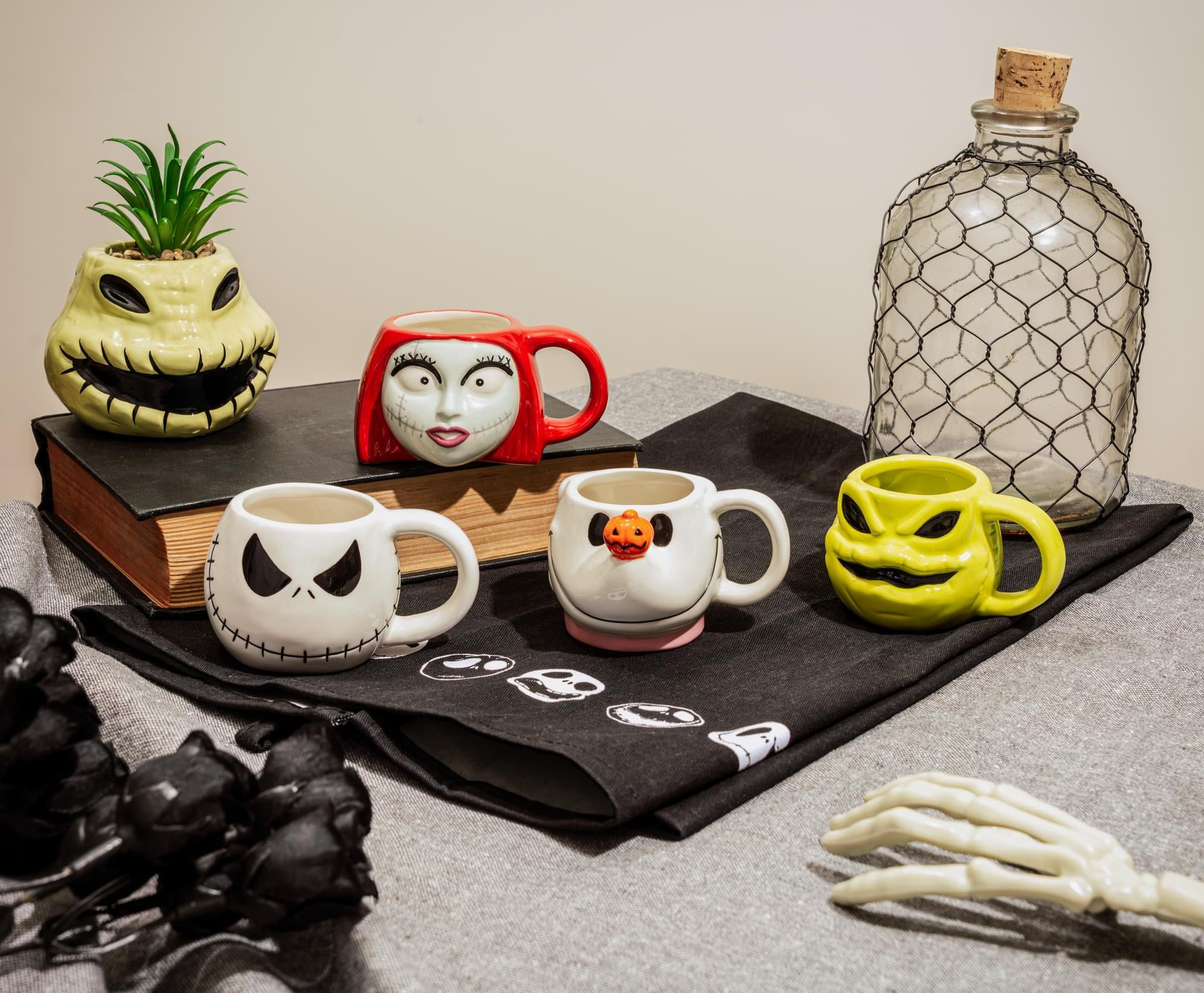Disney The Nightmare Before Christmas 4-Piece Sculpted Mug Set | Holds 4 Ounces