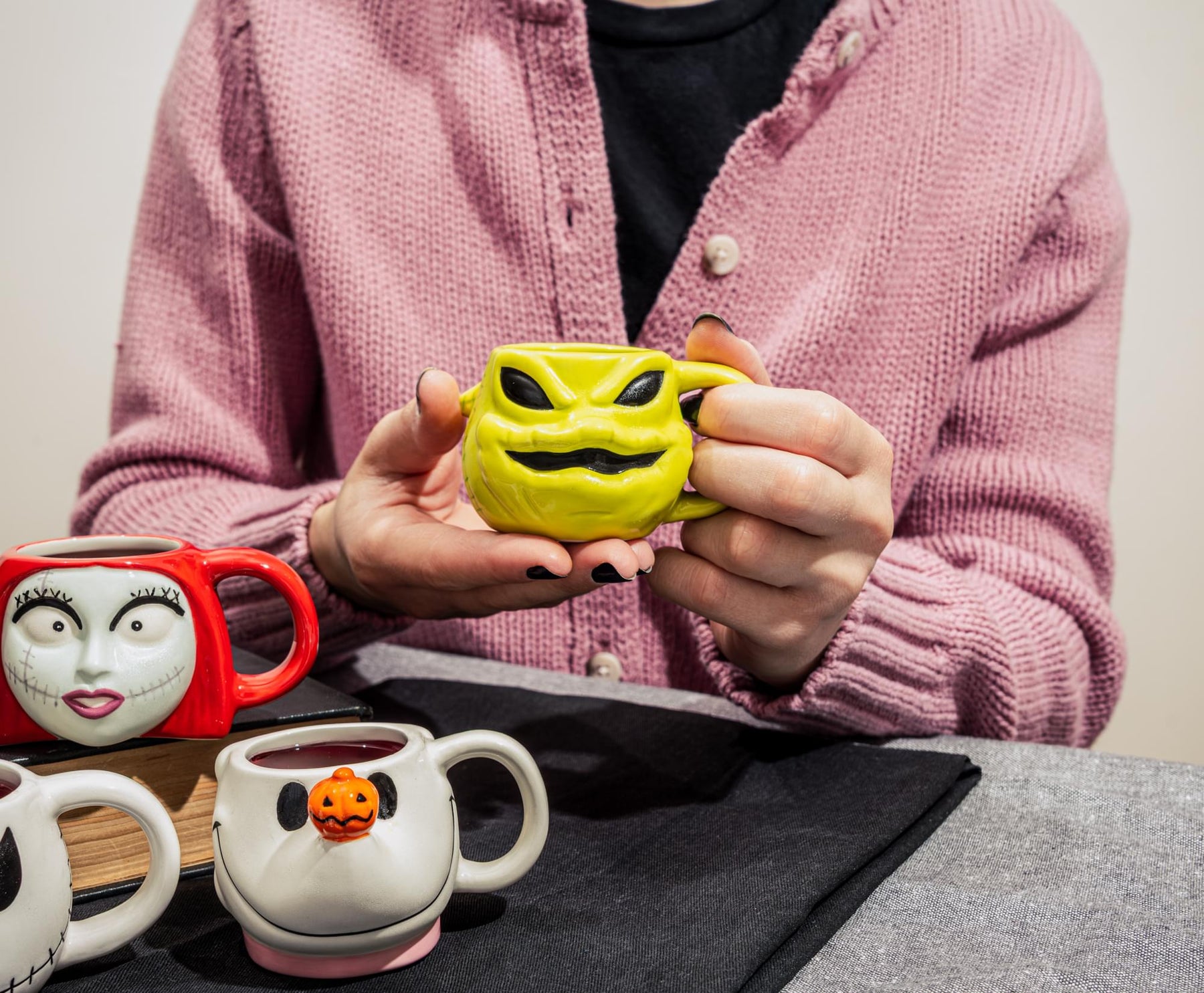 Disney The Nightmare Before Christmas 4-Piece Sculpted Mug Set | Holds 4 Ounces