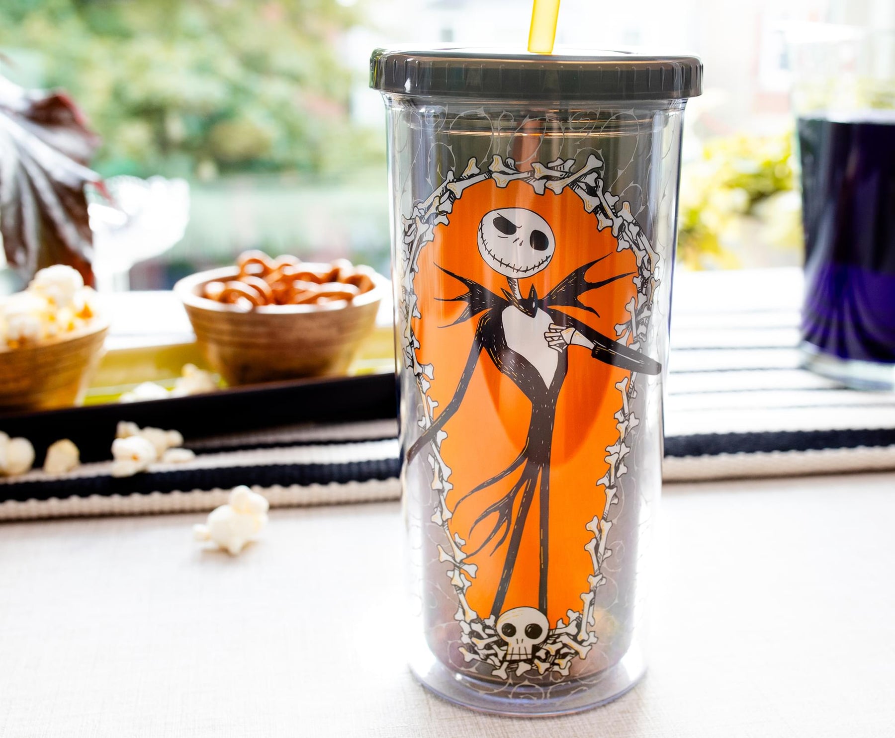 Silver Buffalo Nightmare Before Christmas Jack Skellington Carnival Cup  With Straw | 20 Ounces