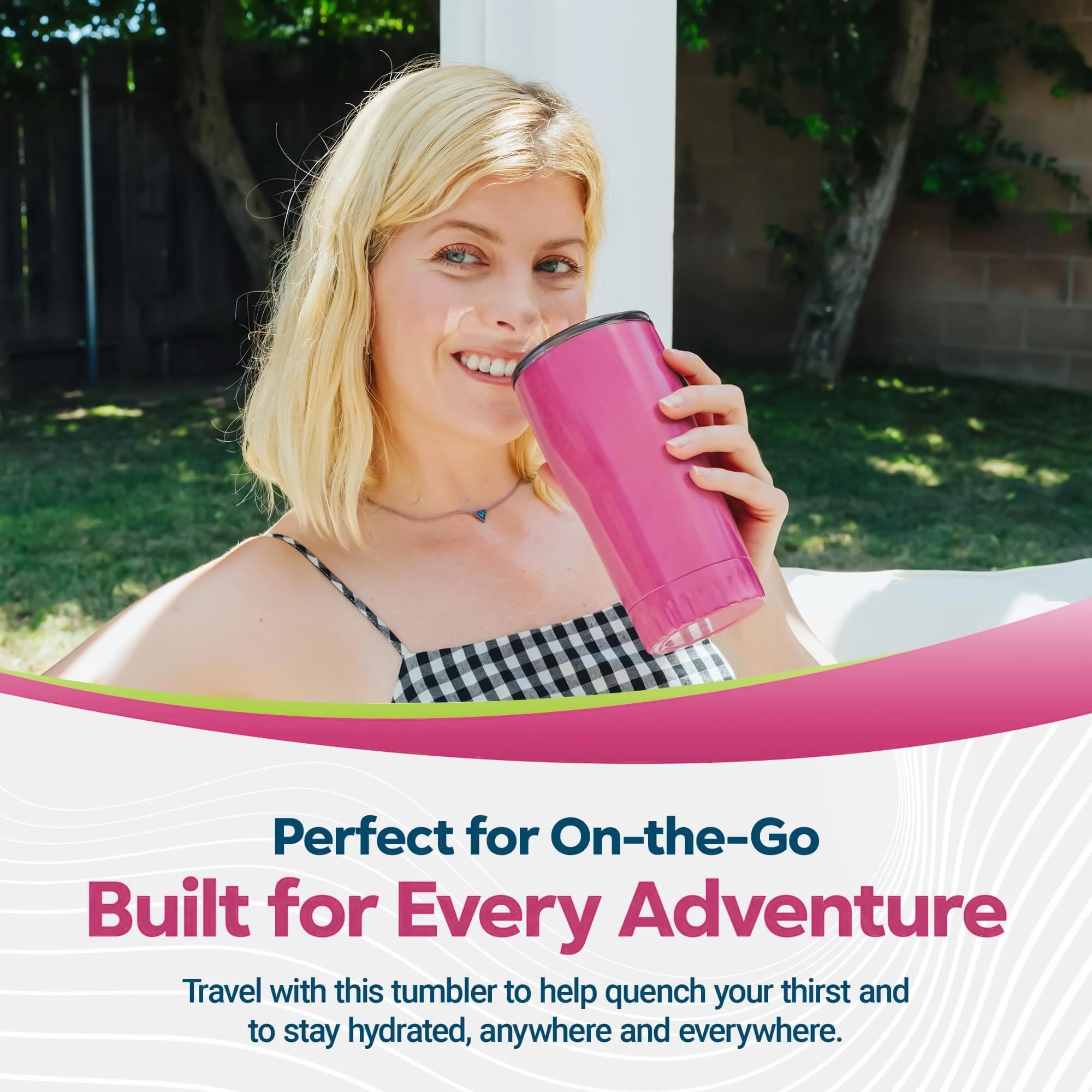 Metallic Hot Pink Stainless Steel Tumbler With Open-Sip Lid | Holds 20 Ounces