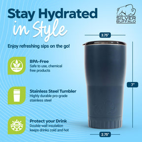 Matte Gray Stainless Steel Tumbler With Open-Sip Lid | Holds 20 Ounces
