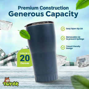 Matte Gray Stainless Steel Tumbler With Open-Sip Lid | Holds 20 Ounces