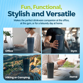 Matte Gray Stainless Steel Tumbler With Open-Sip Lid | Holds 20 Ounces