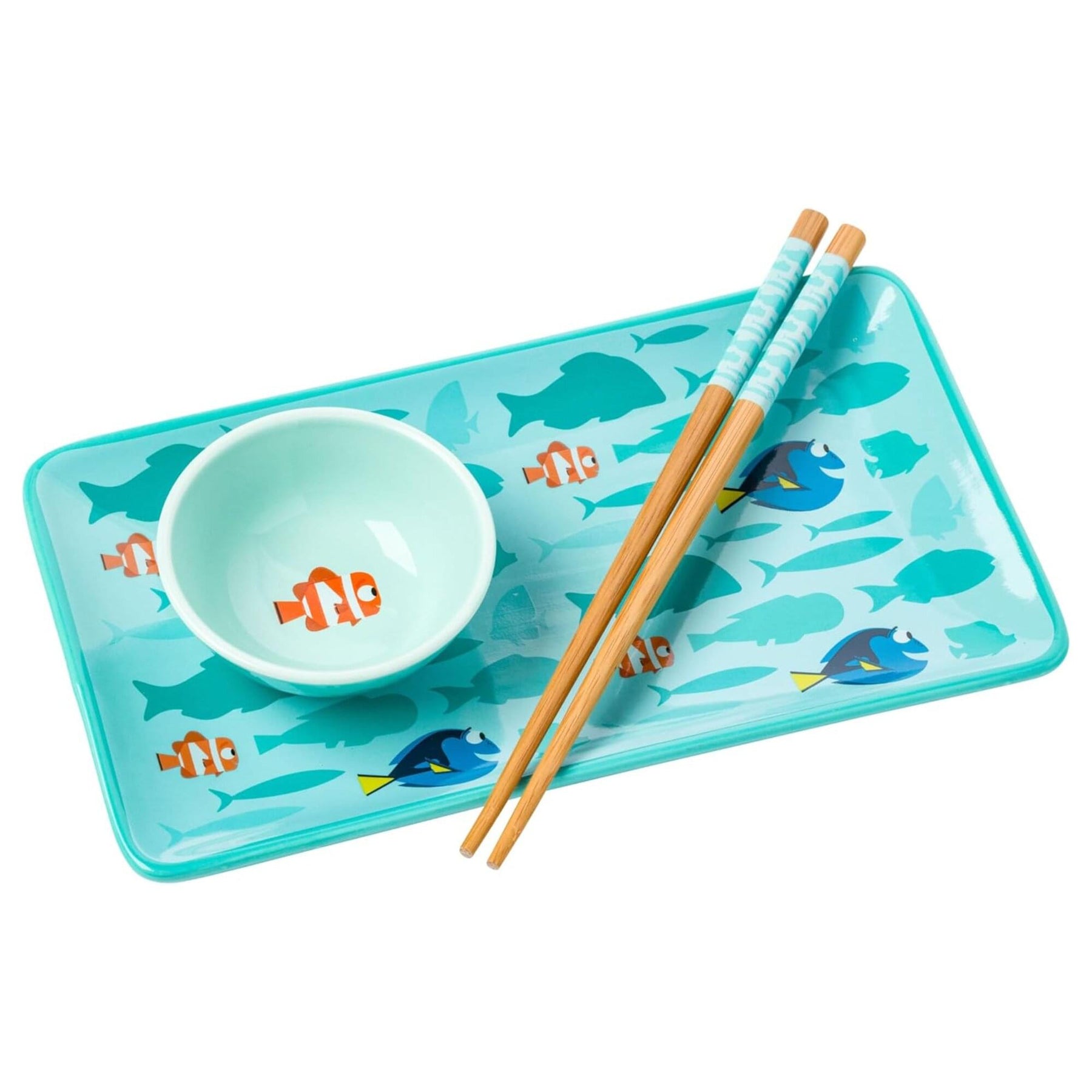 Disney Pixar Finding Nemo Dory 3-Piece Ceramic Sushi Set With Wooden Chopsticks