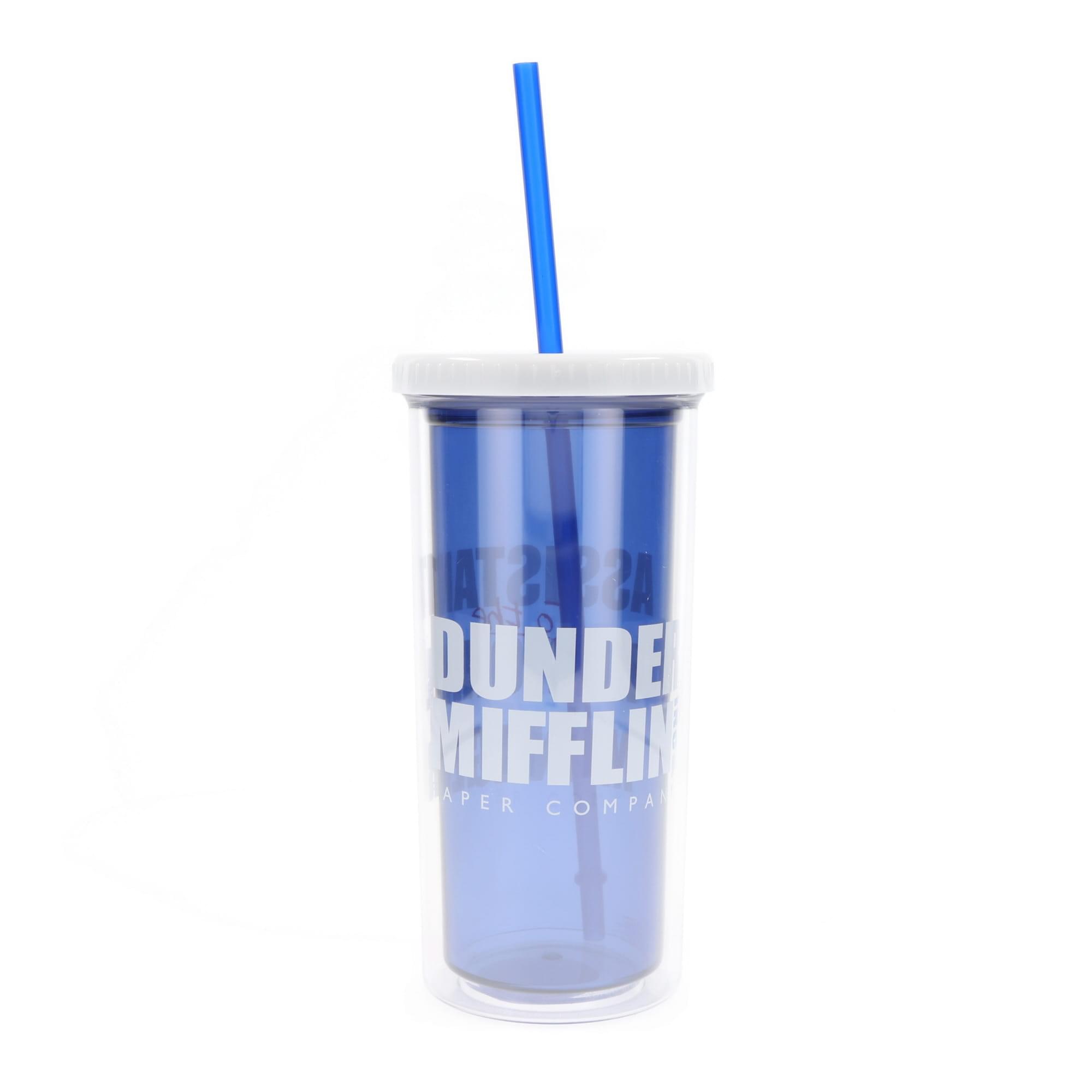 The Office Dunder Mifflin Plastic Carnival Cup With Straw | Hold 20 Ounces