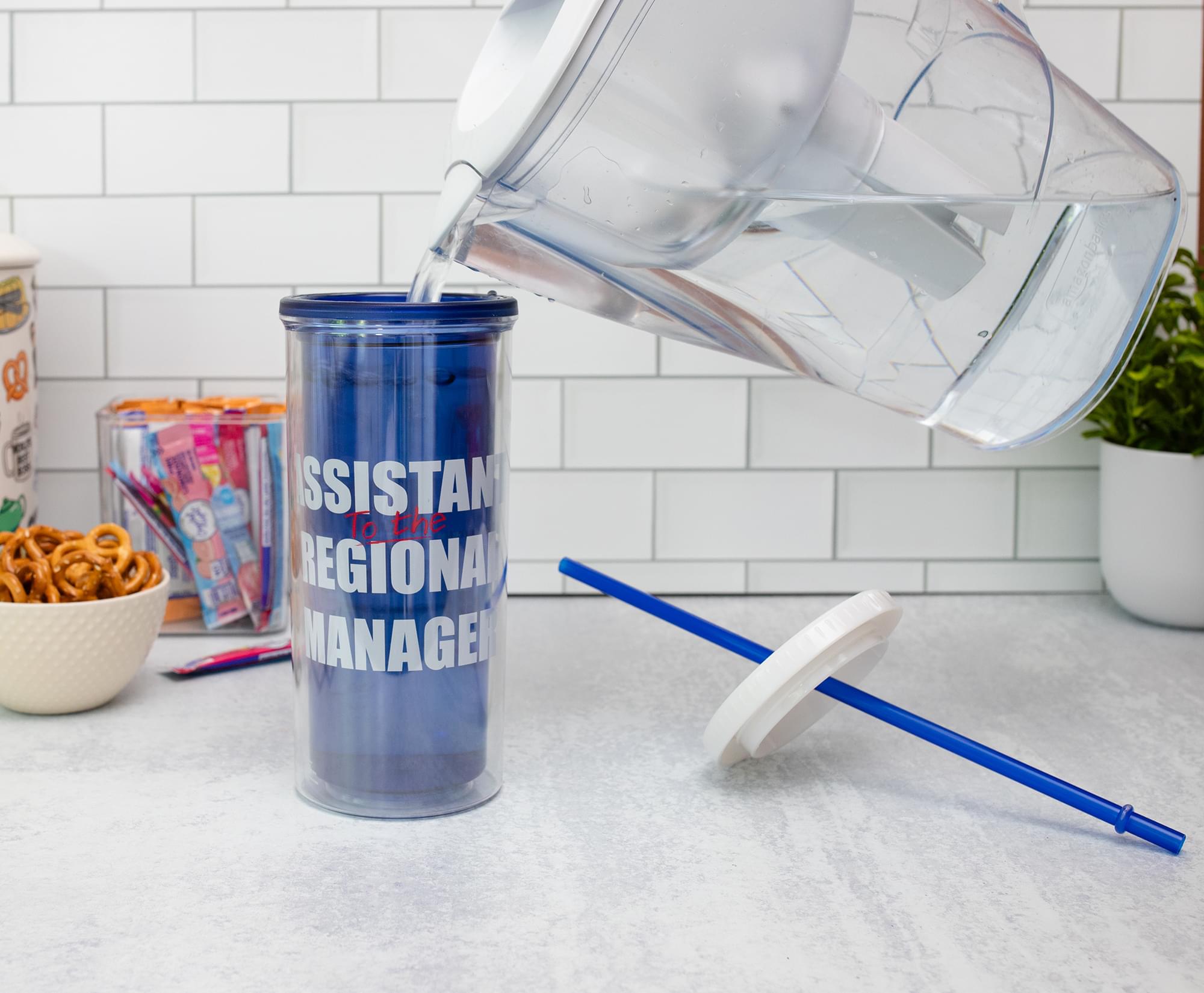 The Office Dunder Mifflin Plastic Carnival Cup With Straw | Hold 20 Ounces
