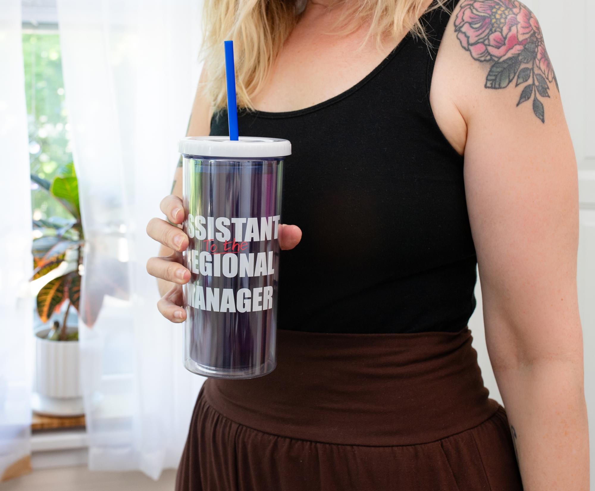 The Office Dunder Mifflin Plastic Carnival Cup With Straw | Hold 20 Ounces
