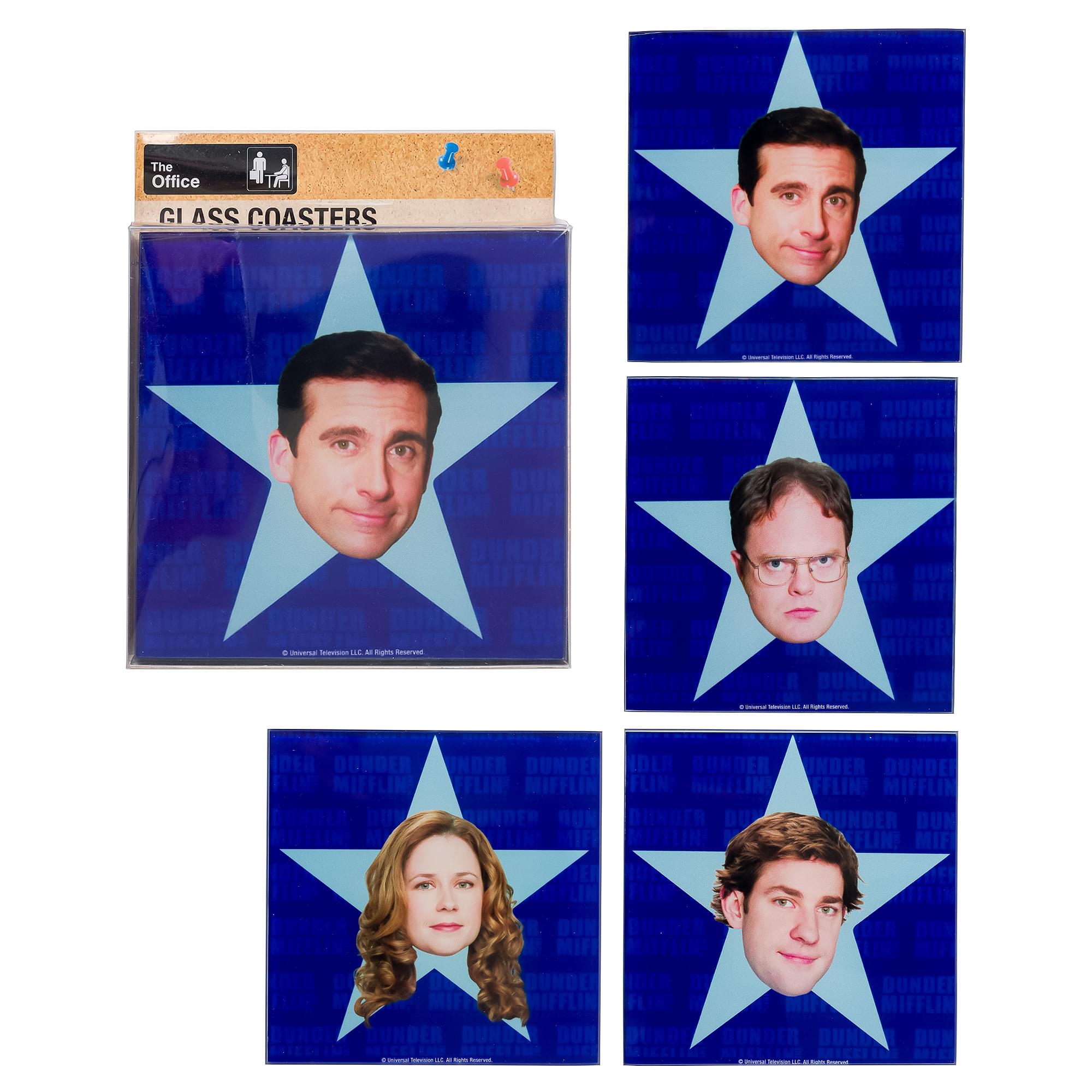 The Office Star Faces Glass Drink Coasters | Set of 4