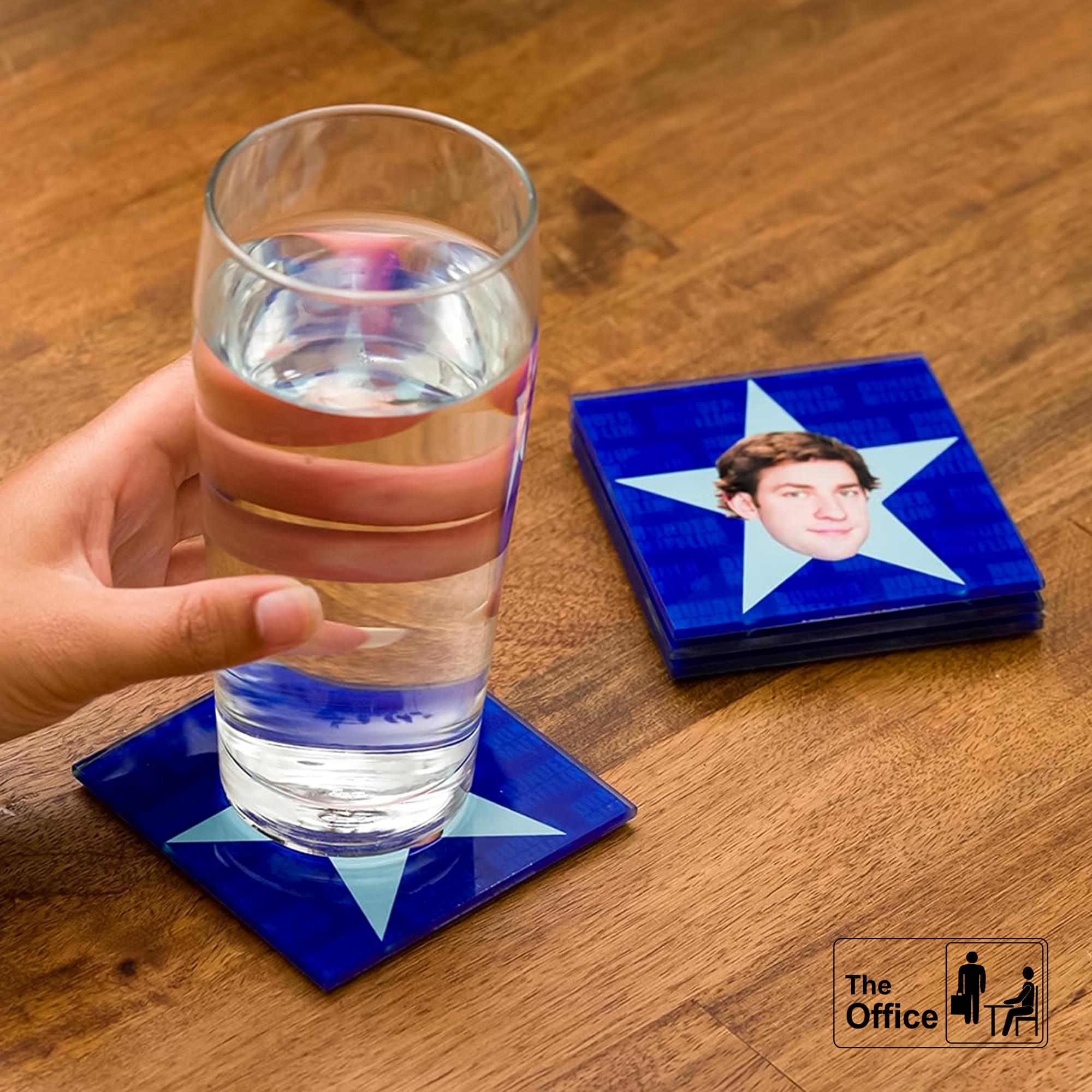 The Office Star Faces Glass Drink Coasters | Set of 4