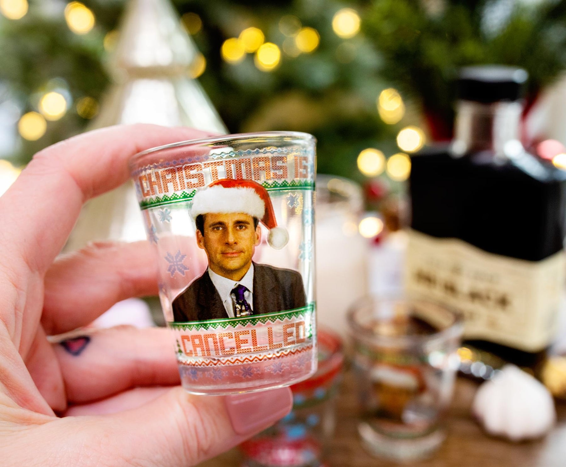 The Office Dunder Mifflin Holiday 2-Ounce Mini Shot Glasses | Set of 4