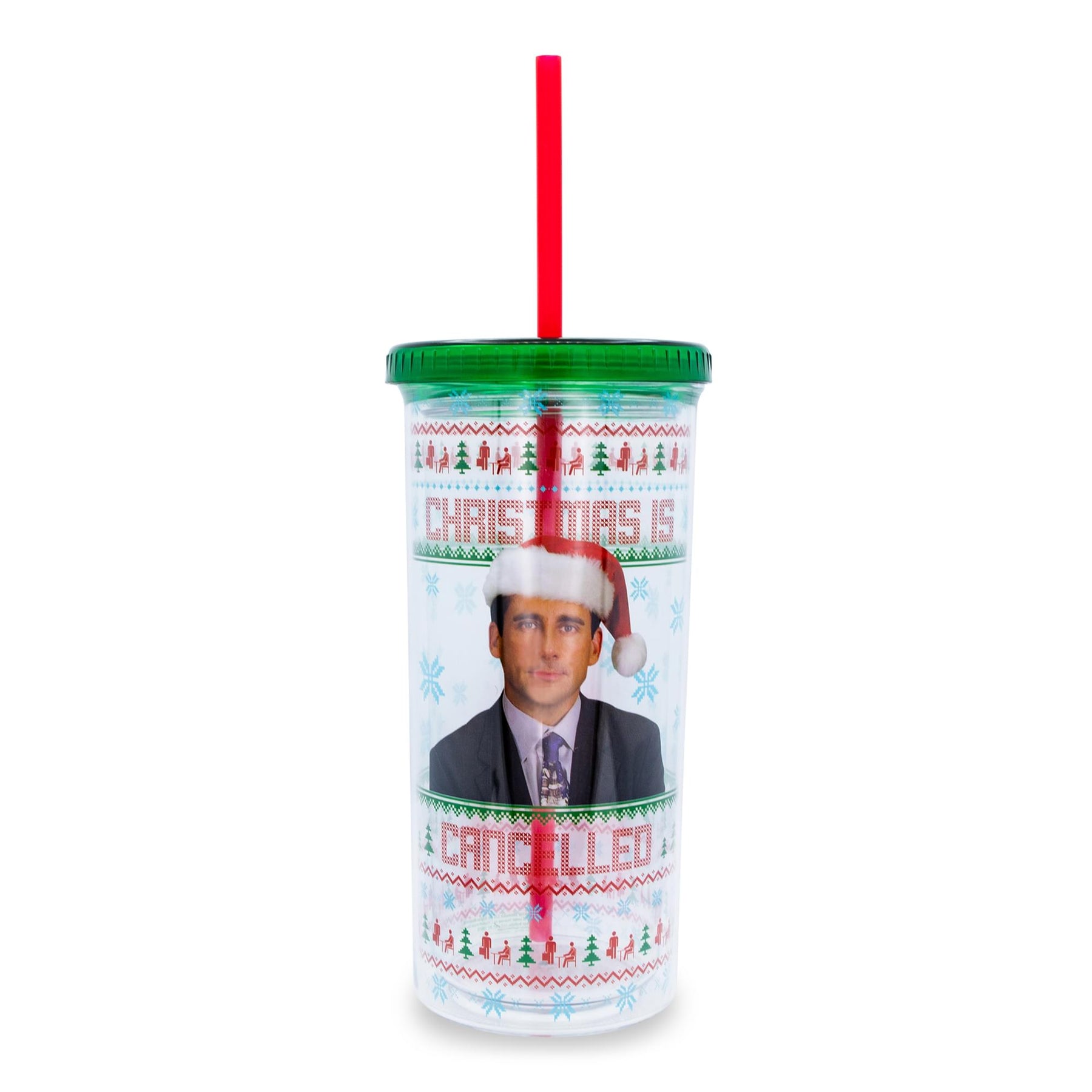 The Office "Christmas Is Cancelled" Carnival Cup With Lid and Straw | Holds 20 Ounces