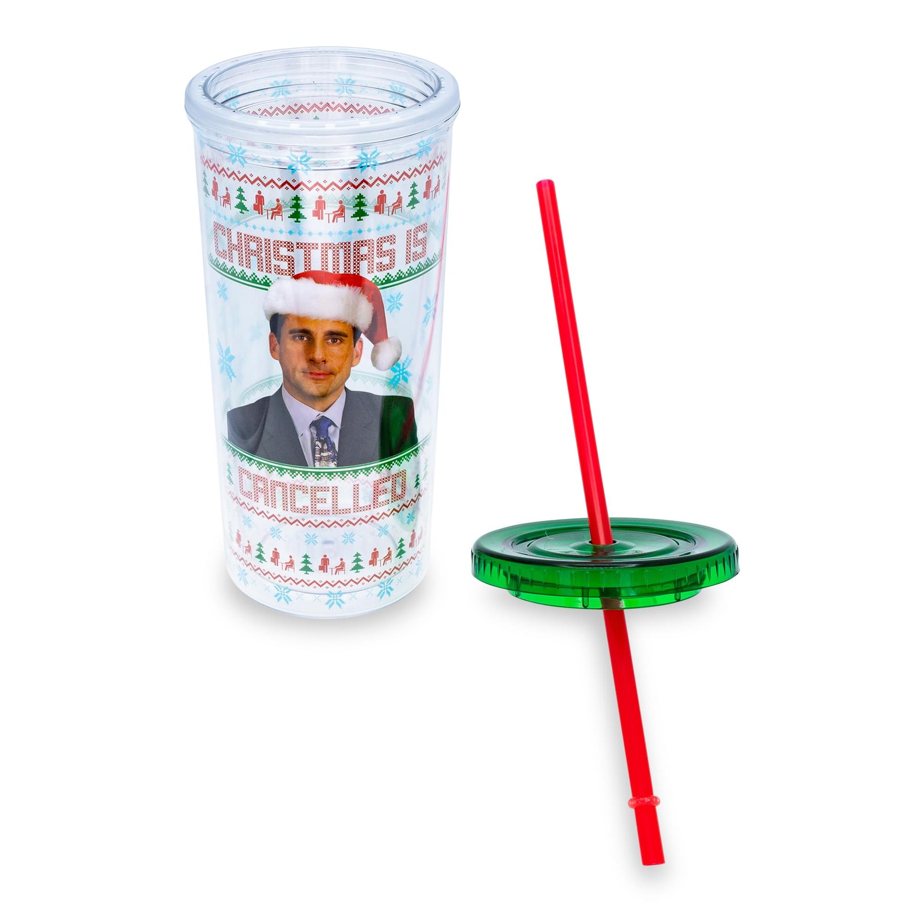 The Office "Christmas Is Cancelled" Carnival Cup With Lid and Straw | Holds 20 Ounces