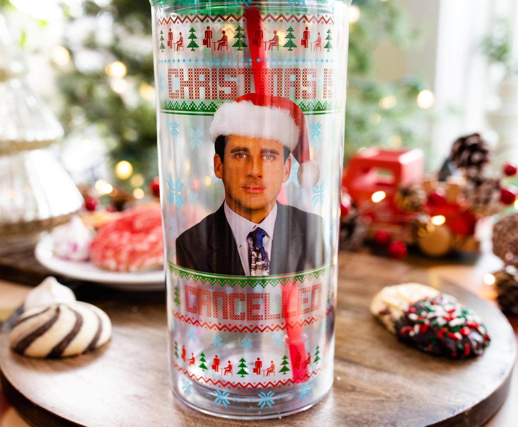 The Office "Christmas Is Cancelled" Carnival Cup With Lid and Straw | Holds 20 Ounces