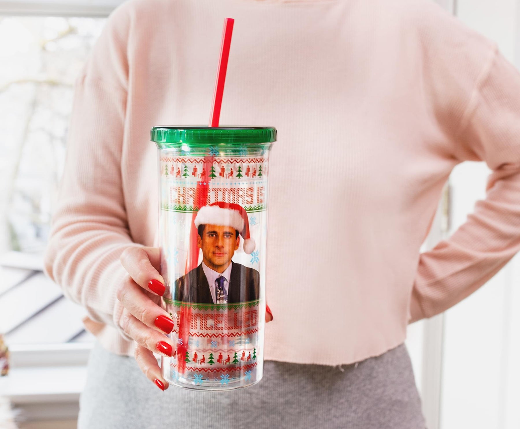 The Office "Christmas Is Cancelled" Carnival Cup With Lid and Straw | Holds 20 Ounces