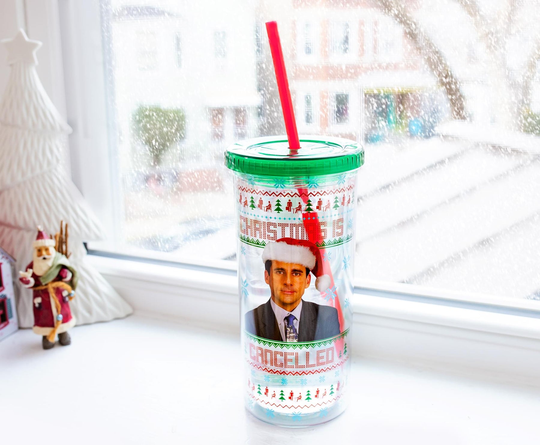 The Office "Christmas Is Cancelled" Carnival Cup With Lid and Straw | Holds 20 Ounces