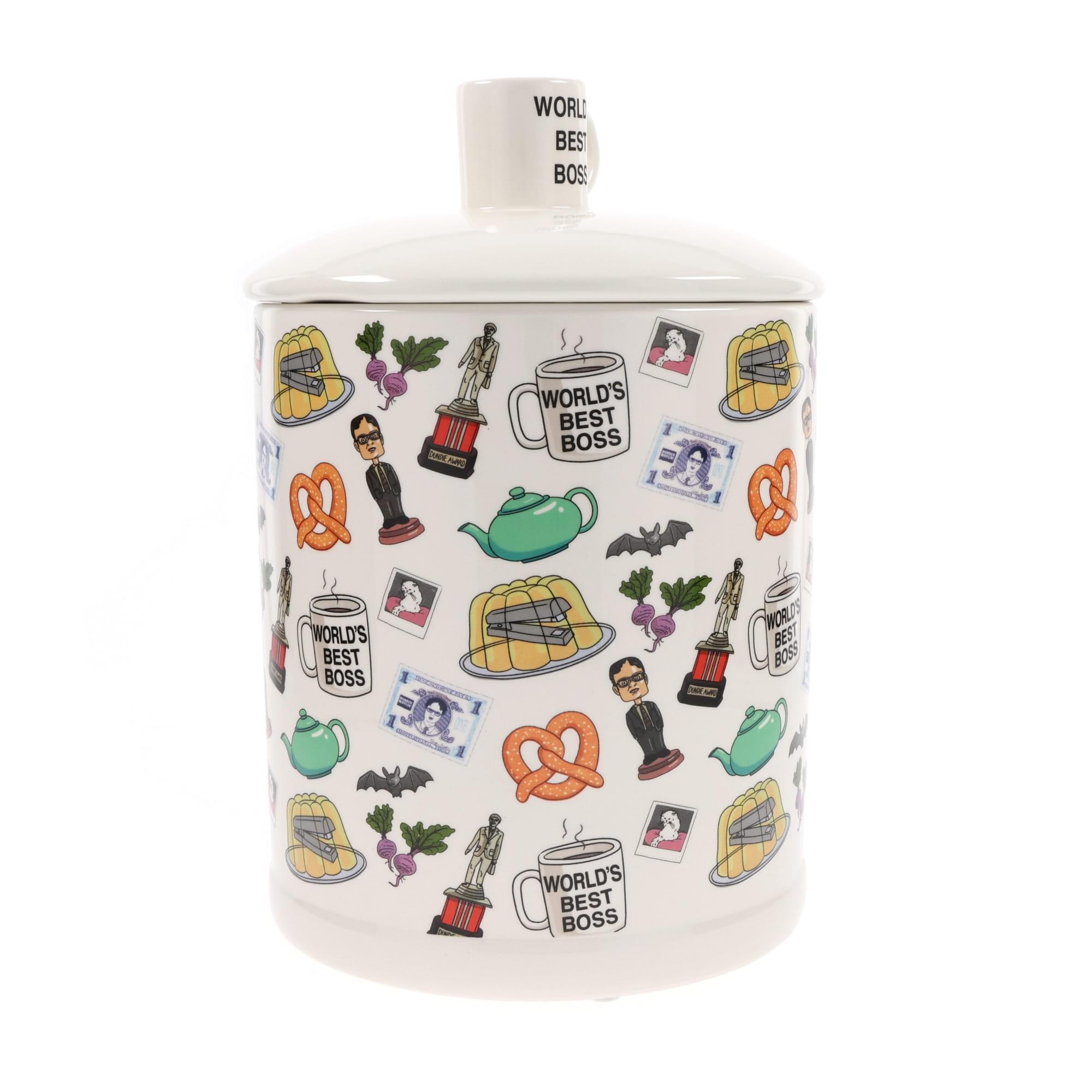 The Office Icons Ceramic Snack Jar With Molded Knob Lid | 10 Inches Tall