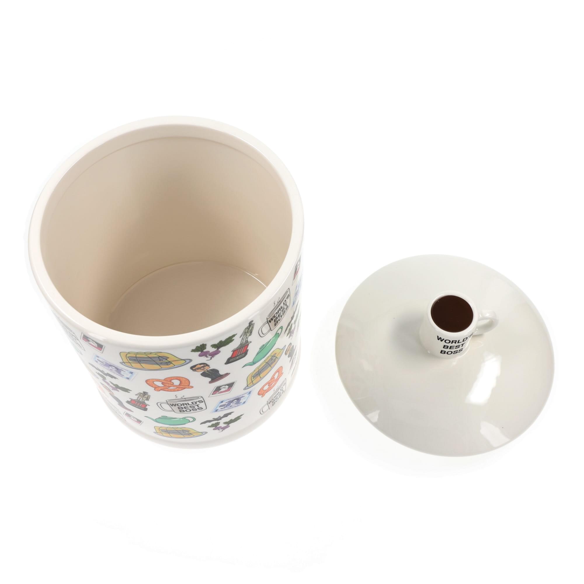 The Office Icons Ceramic Snack Jar With Molded Knob Lid | 10 Inches Tall