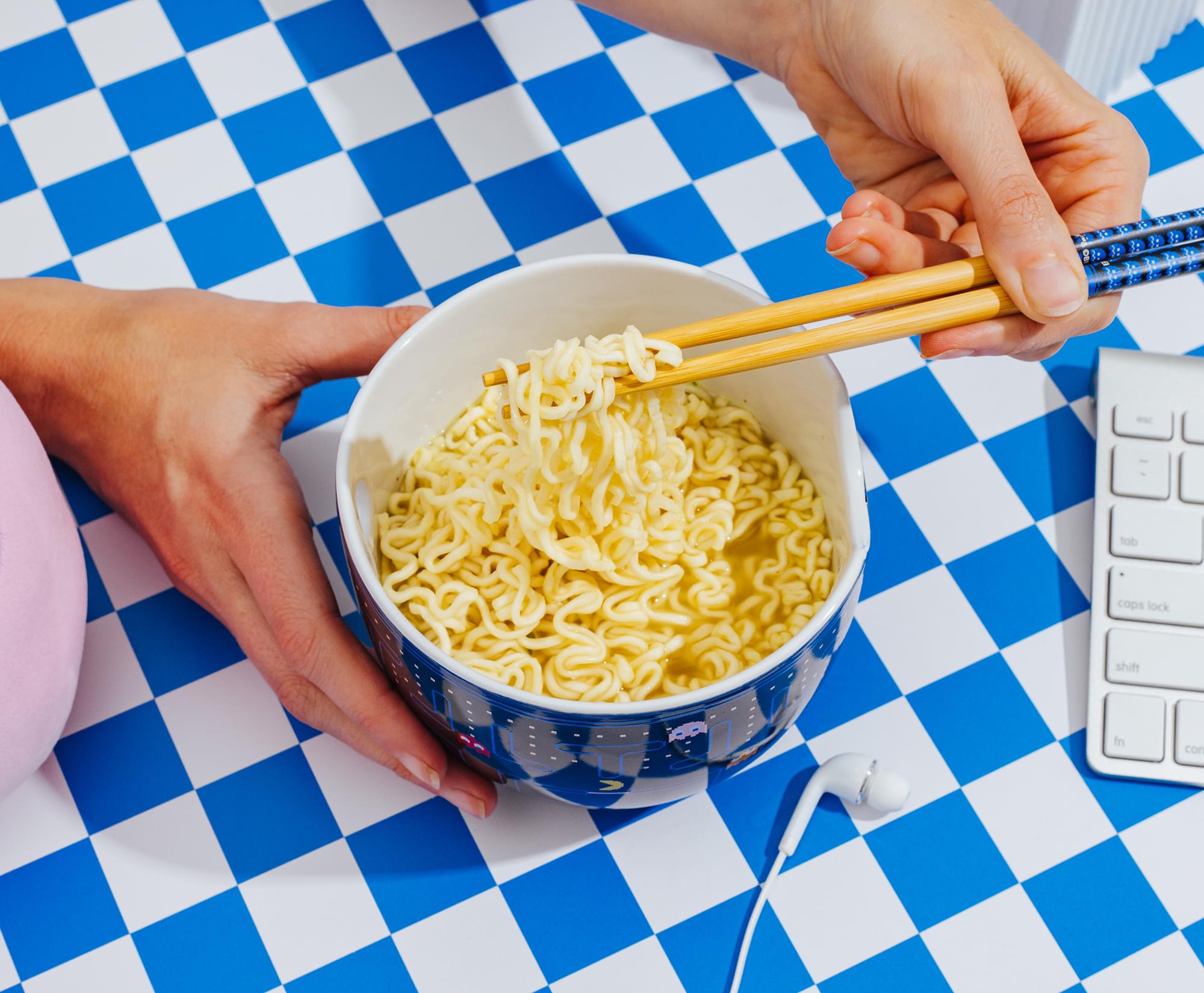 PAC-MAN Classic Maze 20-Ounce Ceramic Ramen Bowl and Chopstick Set