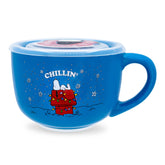 Peanuts Snoopy "Chillin" Ceramic Soup Mug With Vented Lid | Holds 24 Ounces