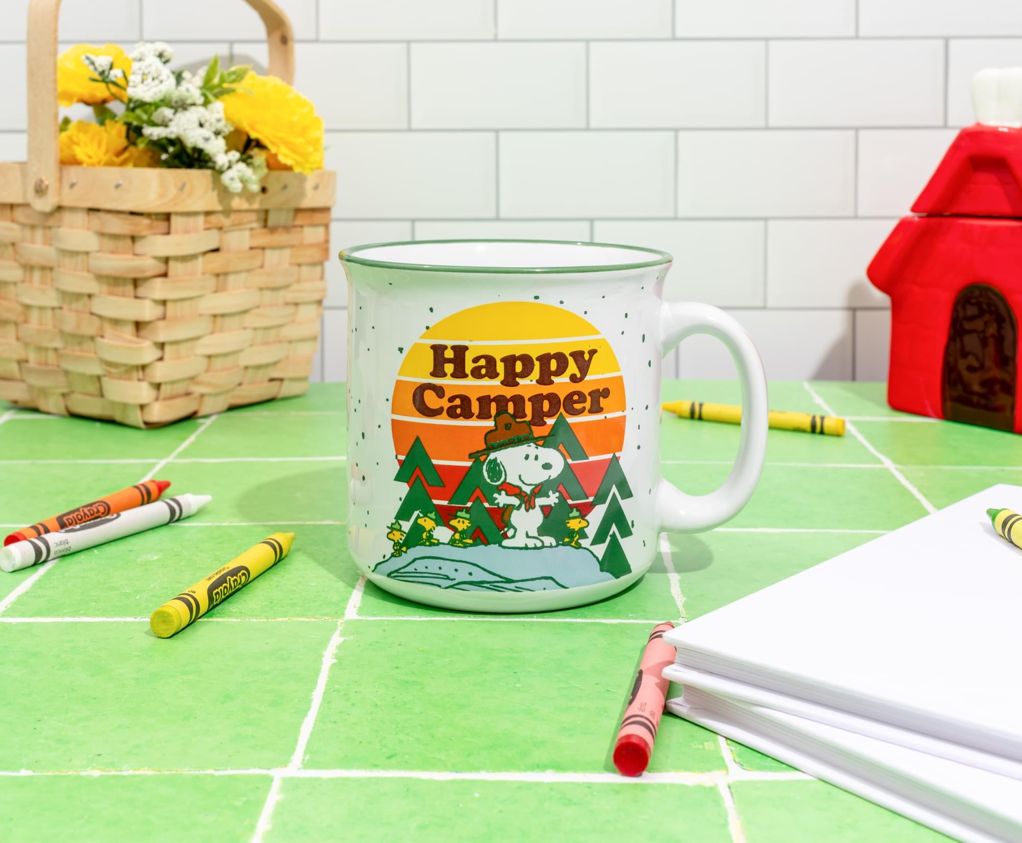 Peanuts "Happy Camper" Ceramic Camper Mug | Holds 20 Ounces