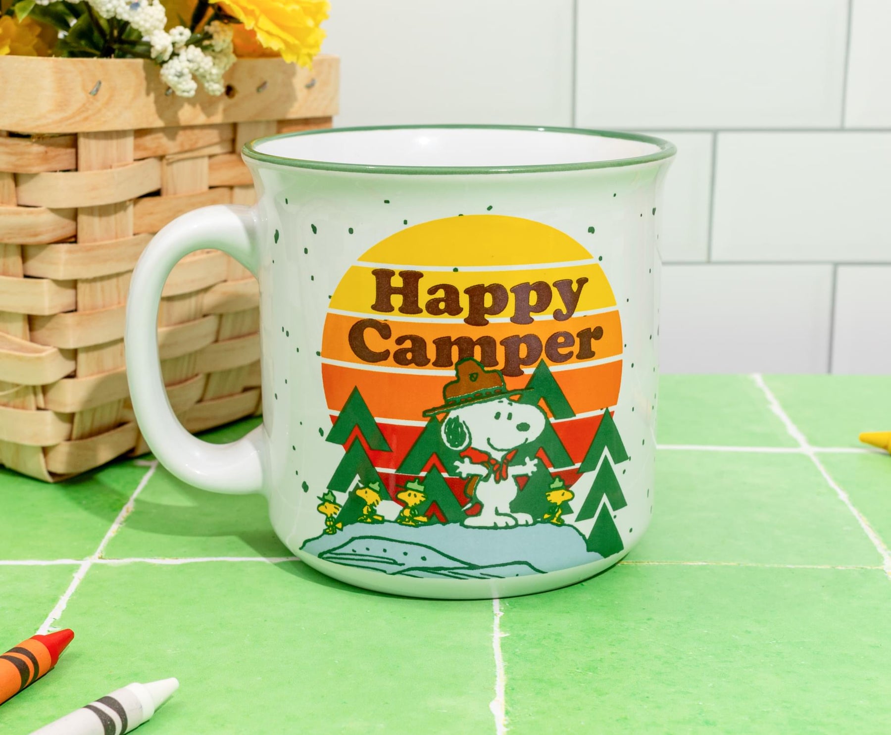 Peanuts "Happy Camper" Ceramic Camper Mug | Holds 20 Ounces