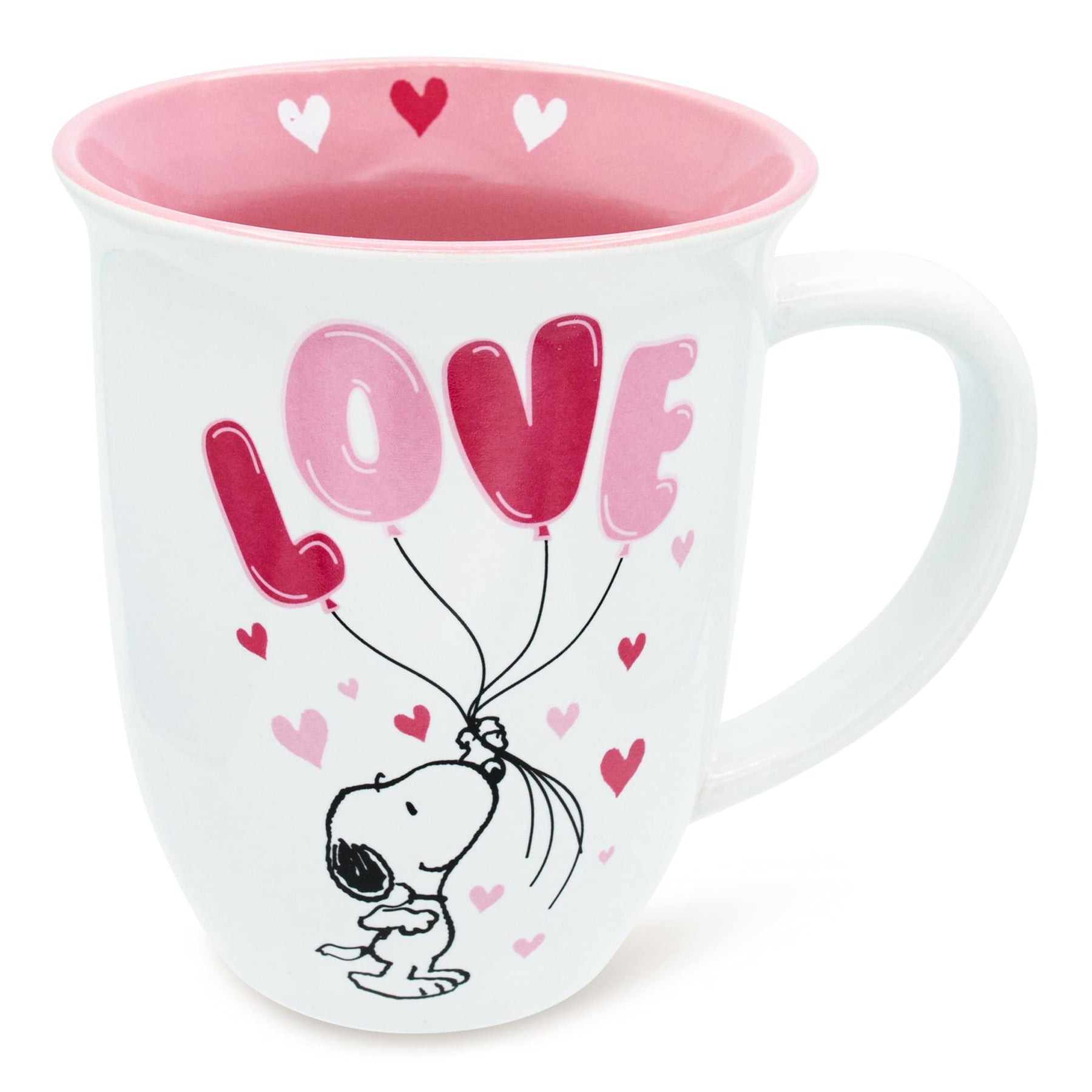 Peanuts Snoopy "Love" Balloons Wide Rim Ceramic Mug | Holds 16 Ounces